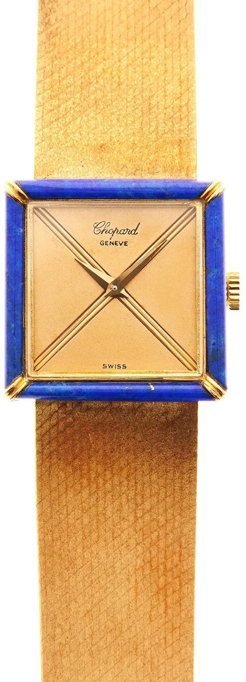 YG square Chopard w/ Lapis bezel on bracelet (46945)